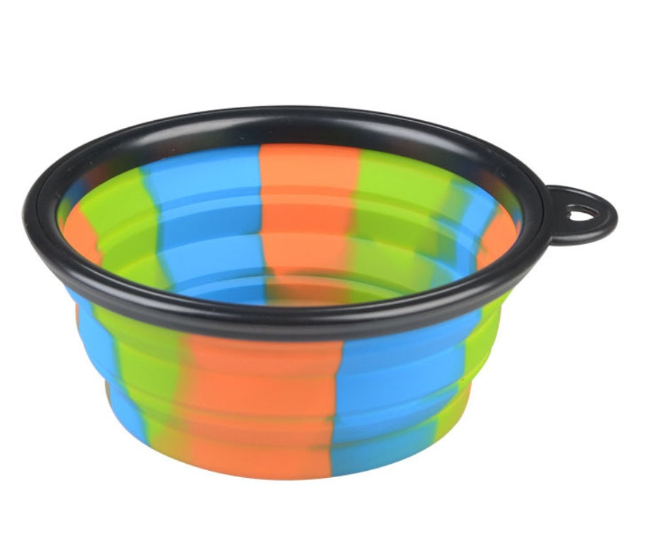 KFX-3195197 Foldable Camouflage Silicone Dog Food Bowl - Portable & Compact Design