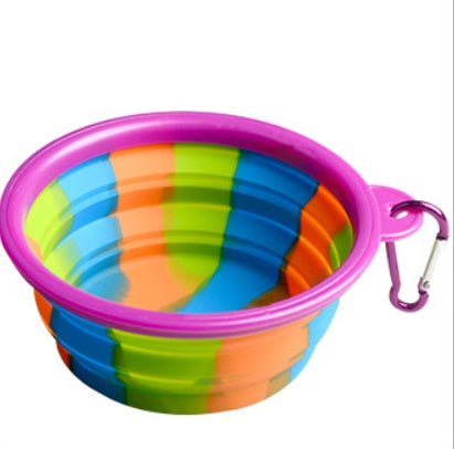 KFX-3195197 Foldable Camouflage Silicone Dog Food Bowl - Portable & Compact Design