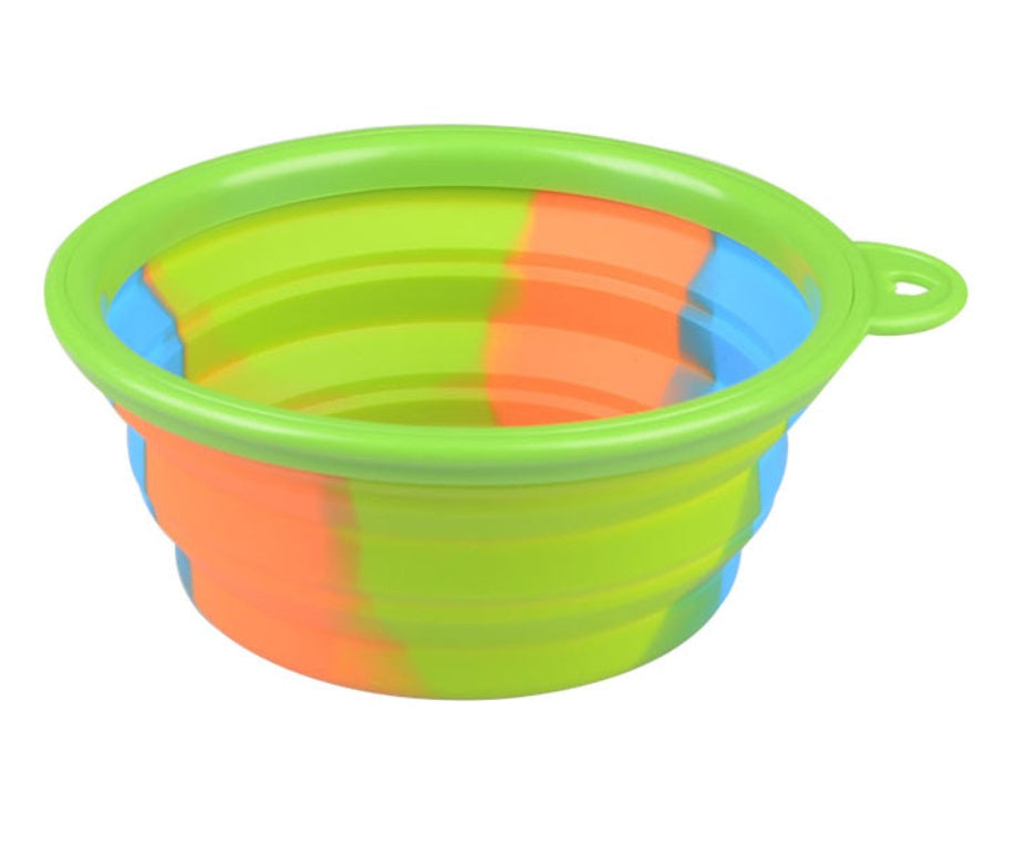 KFX-3195197 Foldable Camouflage Silicone Dog Food Bowl - Portable & Compact Design