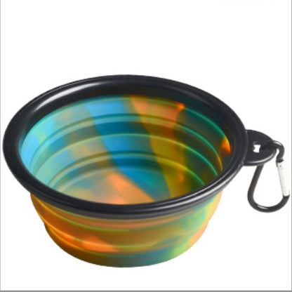 KFX-3195197 Foldable Camouflage Silicone Dog Food Bowl - Portable & Compact Design