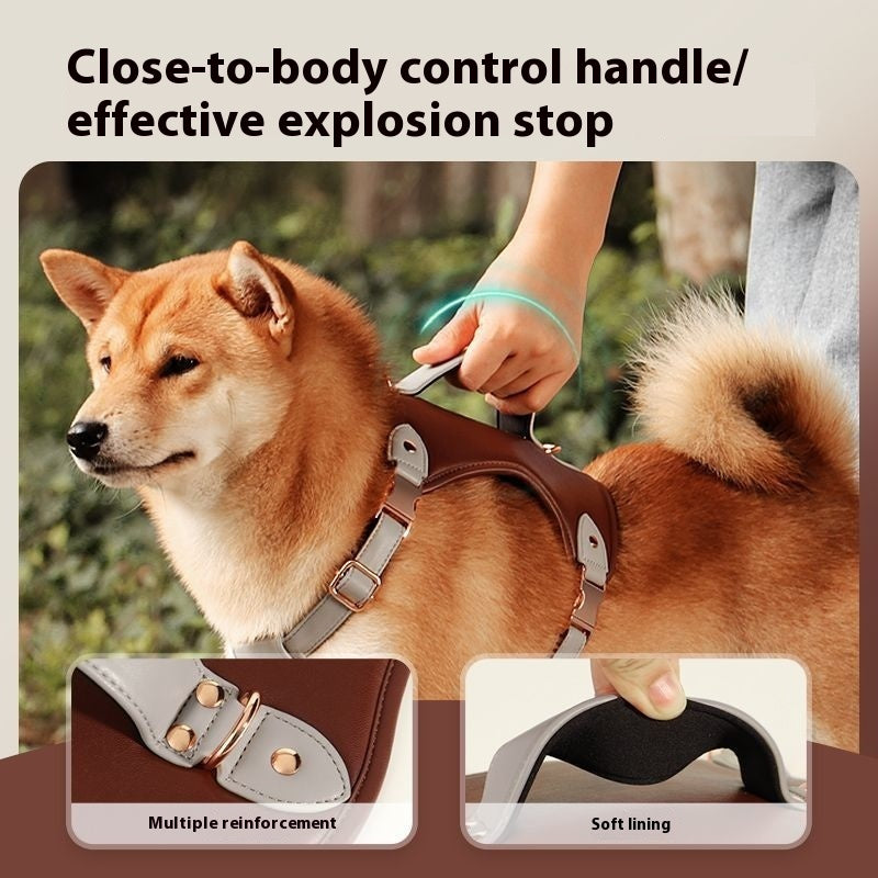 KFX-3196477 Saddle Brown Pet Vest Style Chest Strap for Medium to Large Pets