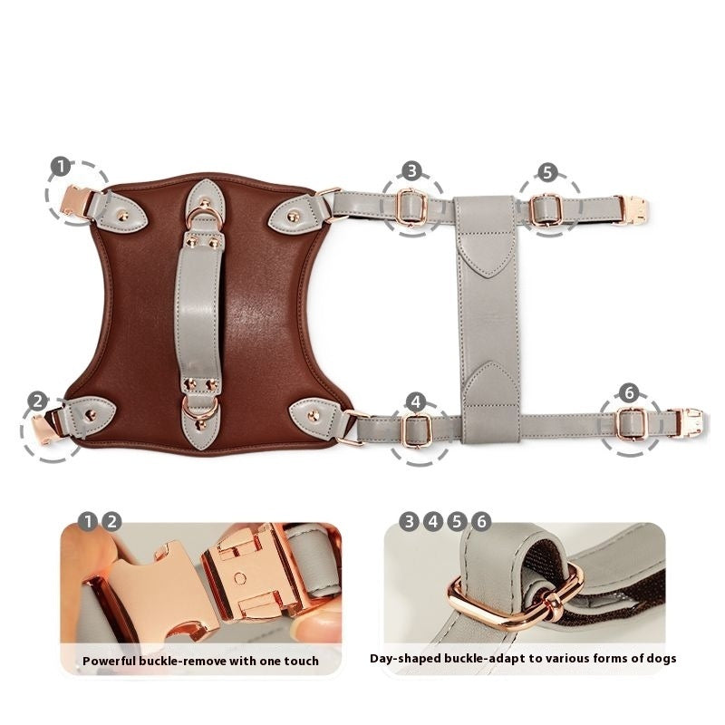 KFX-3196477 Saddle Brown Pet Vest Style Chest Strap for Medium to Large Pets