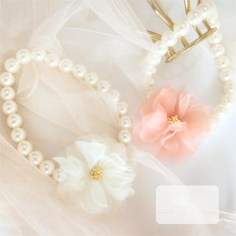 KFX-3196989 Stylish Pet Collar Necklace for Cats and Dogs in White Pink, Multiple Sizes Available