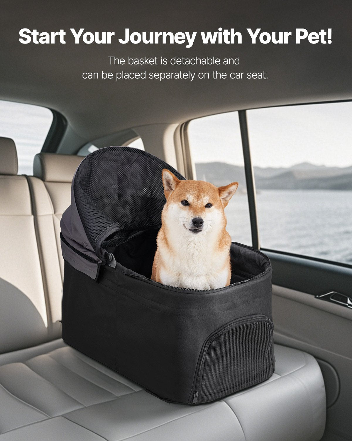 KFX-3197245 Foldable Pet Stroller with Detachable Carrier for Dogs and Cats, Holds Up to 35lbs