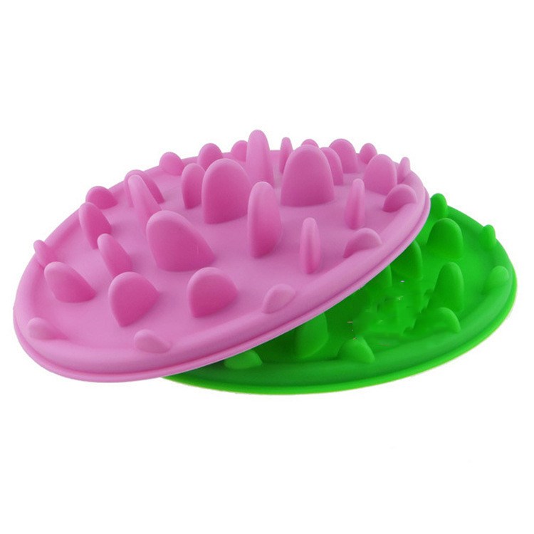 KFX-3200957 Silicone Pet Feeding Bowl for Slower Eating - Anti-Choke Design in Blue, Pink, Green