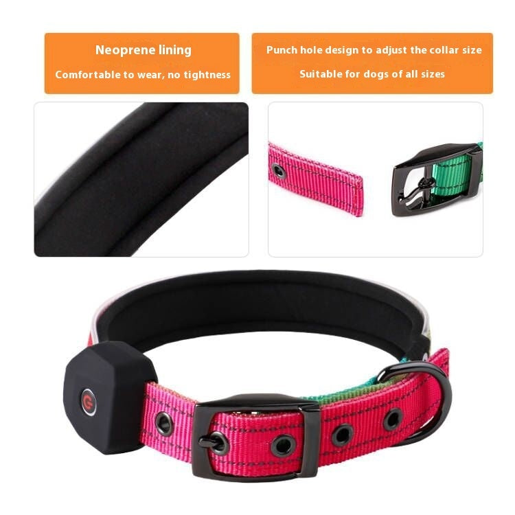 KFX-3202749 Luminous USB Charging Reflective Stripe Dog Collar in Blue and Green Plaid