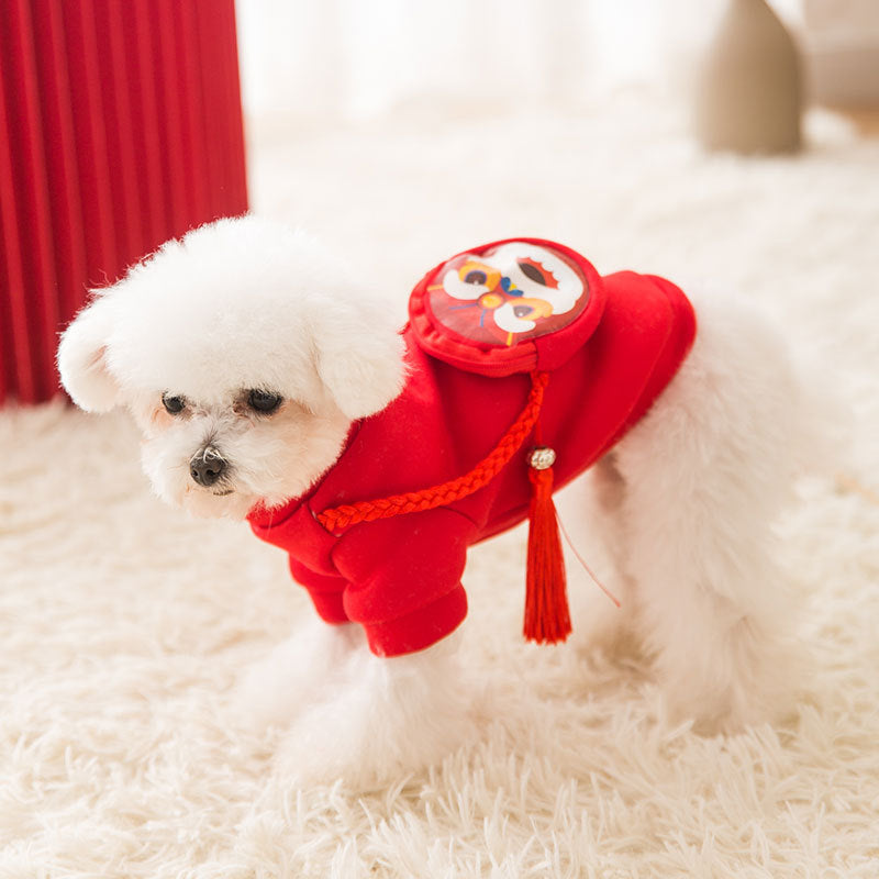 KFX-3203133 Spring Lion Dance Hoodie for Dogs, Soft Shredded Milk Fabric, Universal Fit