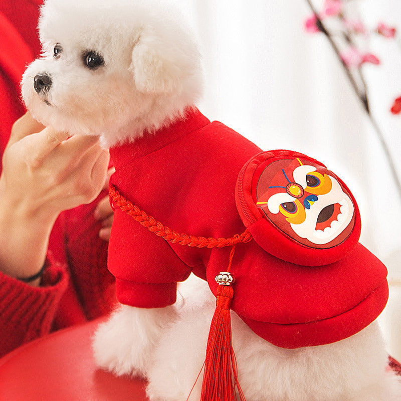 KFX-3203133 Spring Lion Dance Hoodie for Dogs, Soft Shredded Milk Fabric, Universal Fit