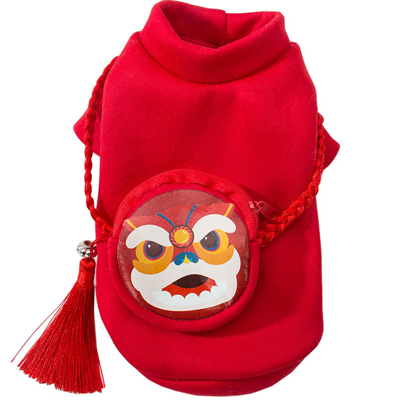 KFX-3203133 Spring Lion Dance Hoodie for Dogs, Soft Shredded Milk Fabric, Universal Fit