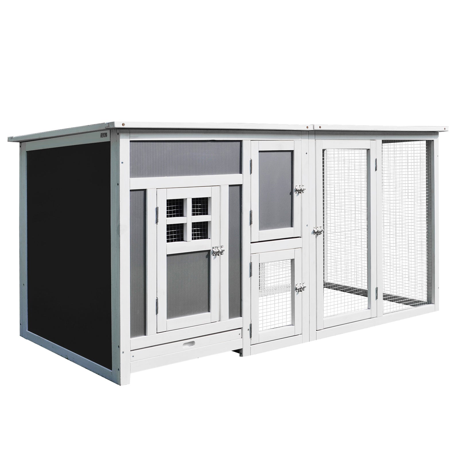KFX-3204413 Wooden Chicken Coop with Run Box, Nesting Box, and Waterproof Roof for Up to 2 Chickens