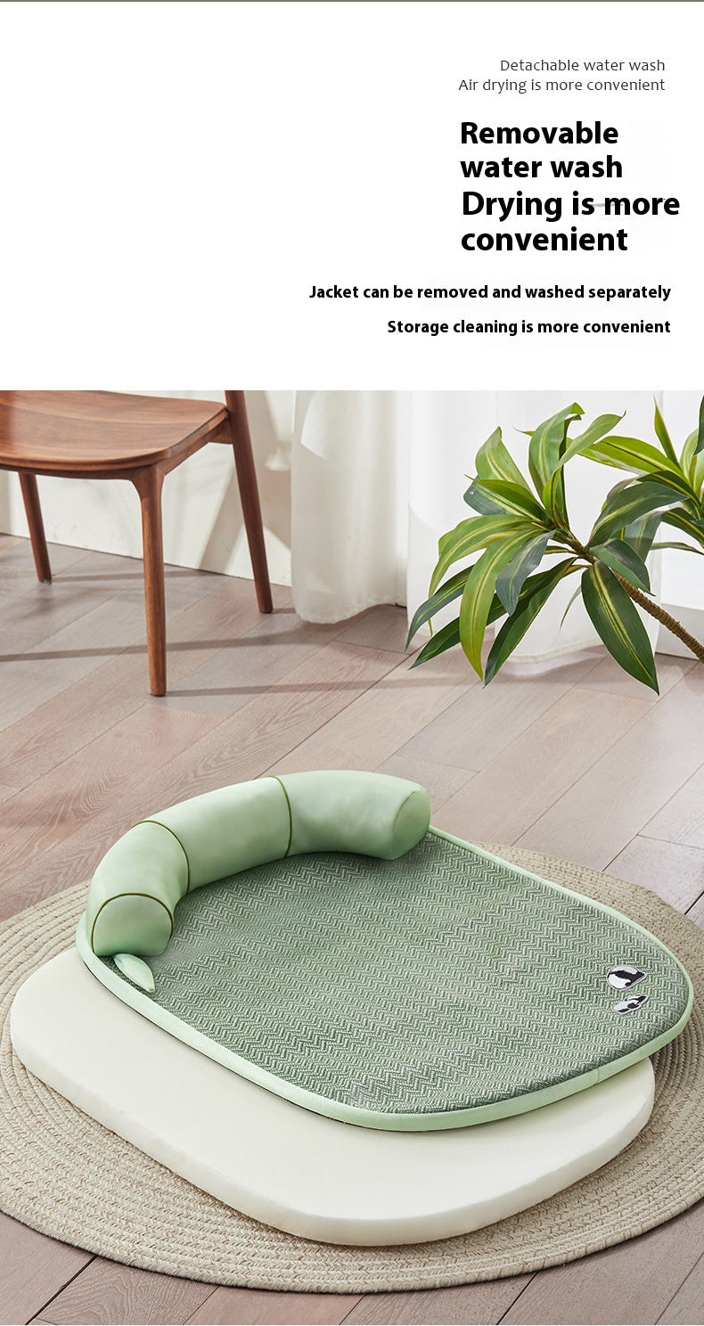 KFX-3204797 Cool Feeling Pet Bed - Four Seasons Universal Cat and Dog Nest in Green Bamboo Panda Design