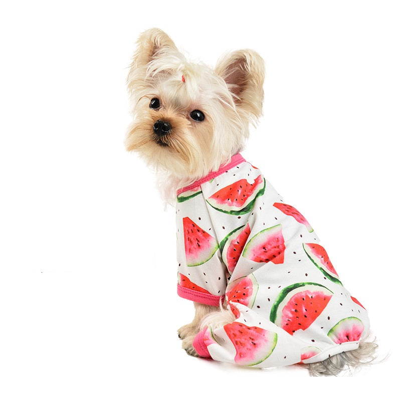 KFX-3206333 Watermelon Print Four-Leg Jumpsuit for Dogs - Available in Multiple Sizes