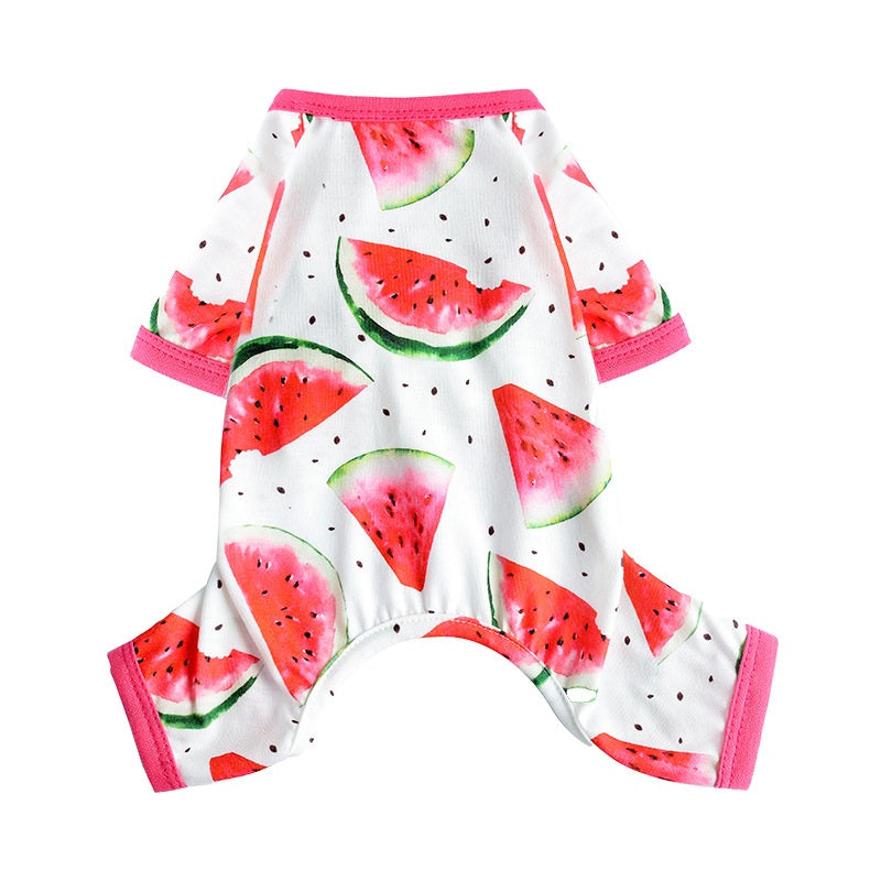 KFX-3206333 Watermelon Print Four-Leg Jumpsuit for Dogs - Available in Multiple Sizes