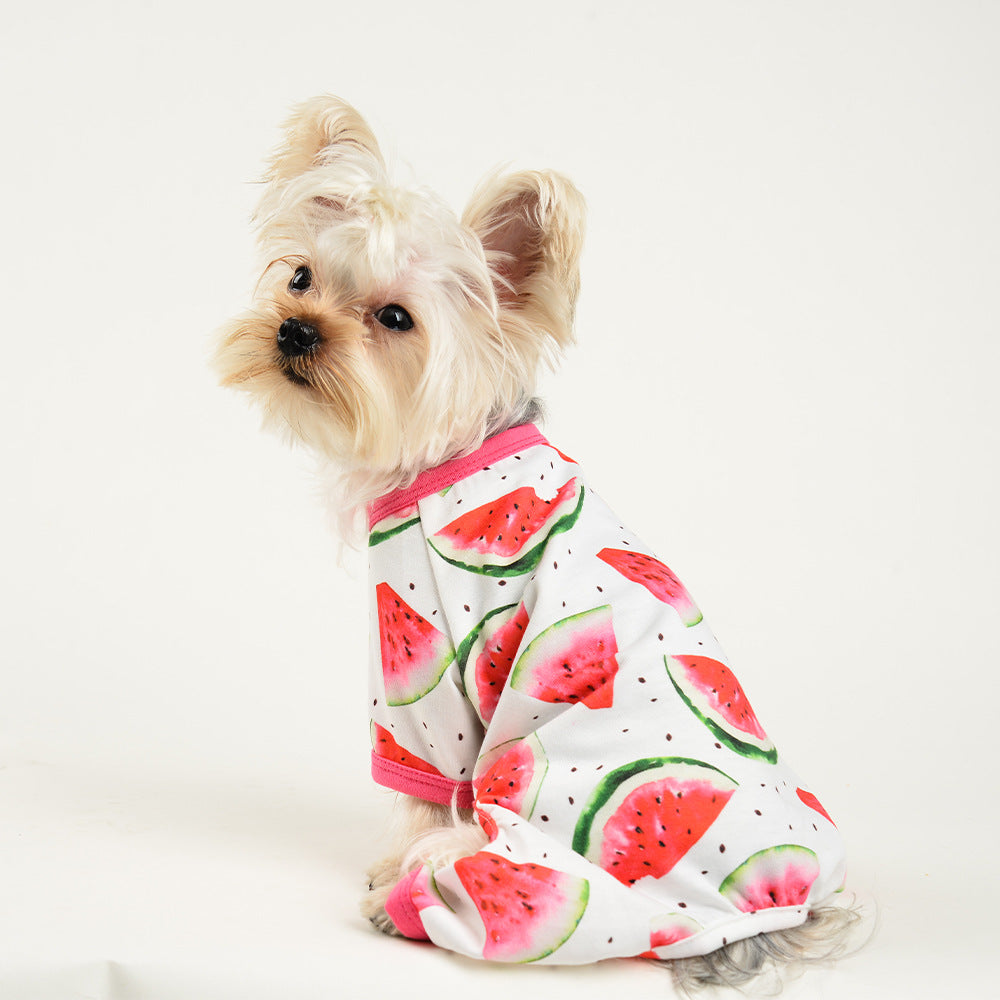KFX-3206333 Watermelon Print Four-Leg Jumpsuit for Dogs - Available in Multiple Sizes