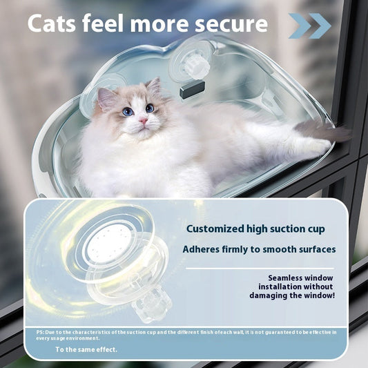 KFX-3208125 Detachable Wall-Mounted Cat Hammock with Strong Suction Cups - Transparent Design