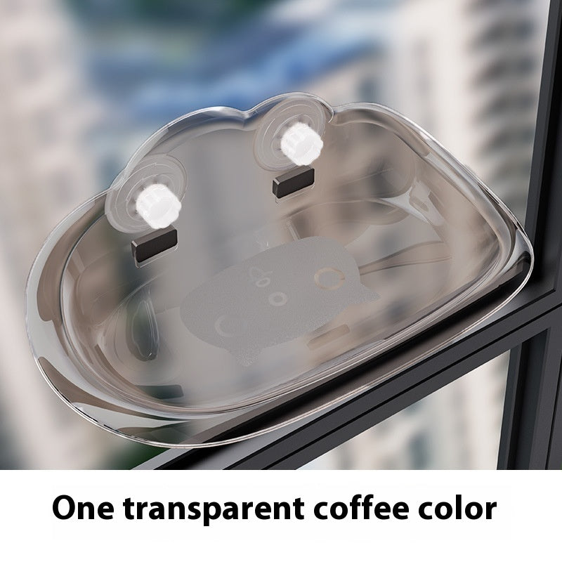 KFX-3208125 Detachable Wall-Mounted Cat Hammock with Strong Suction Cups - Transparent Design