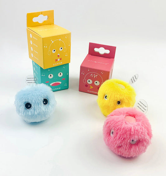 KFX-3209149 Light-Up Plush Cat Teaser Ball with Catnip & Sound for Pet Playtime