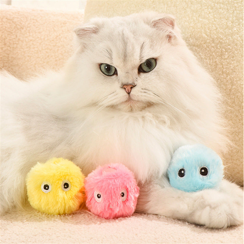KFX-3209149 Light-Up Plush Cat Teaser Ball with Catnip & Sound for Pet Playtime