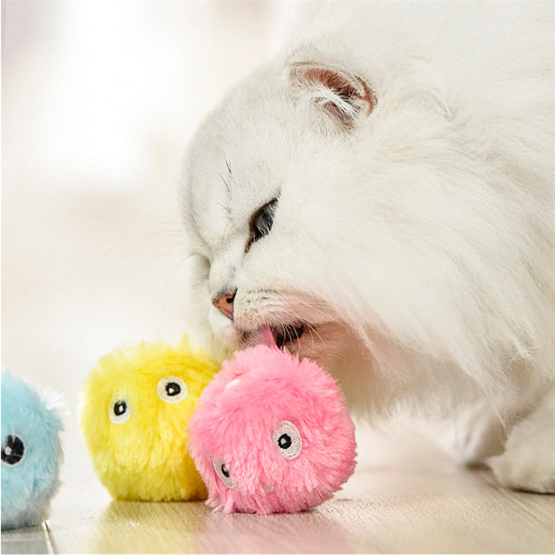 KFX-3209149 Light-Up Plush Cat Teaser Ball with Catnip & Sound for Pet Playtime