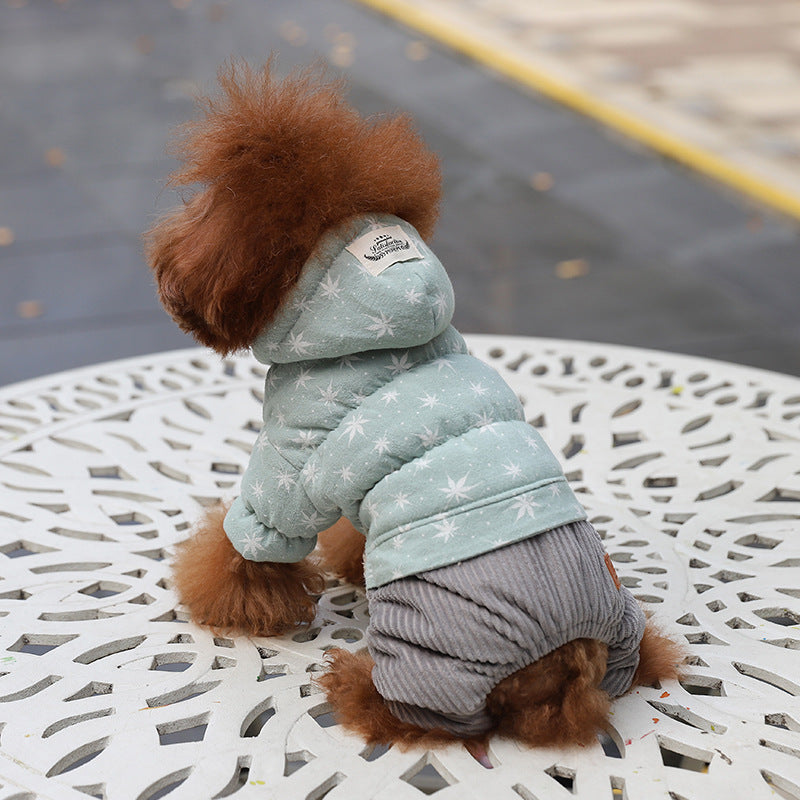 KFX-3212861 Cartoon Style Cotton Four-Legged Clothing for Pets in Green, Pink, and Khaki – Sizes XS to XL