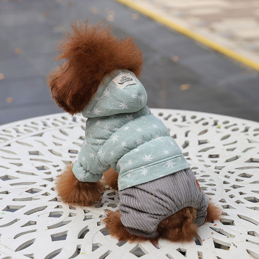 KFX-3212861 Cartoon Style Cotton Four-Legged Clothing for Pets in Green, Pink, and Khaki – Sizes XS to XL