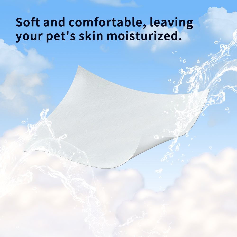 KFX-3214141 Gentle Unscented Pet Wipes for Dogs & Cats - Alcohol-Free Grooming Wipes for Paws, Body & Bum - 100 Sheets