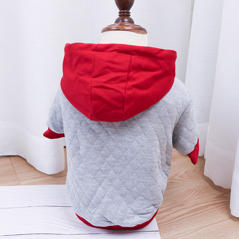 KFX-3214653 Light Gray Double-Padded Hoodie Cardigan for Pugs and Fat Dogs, Cotton Material, Sizes S-XXL