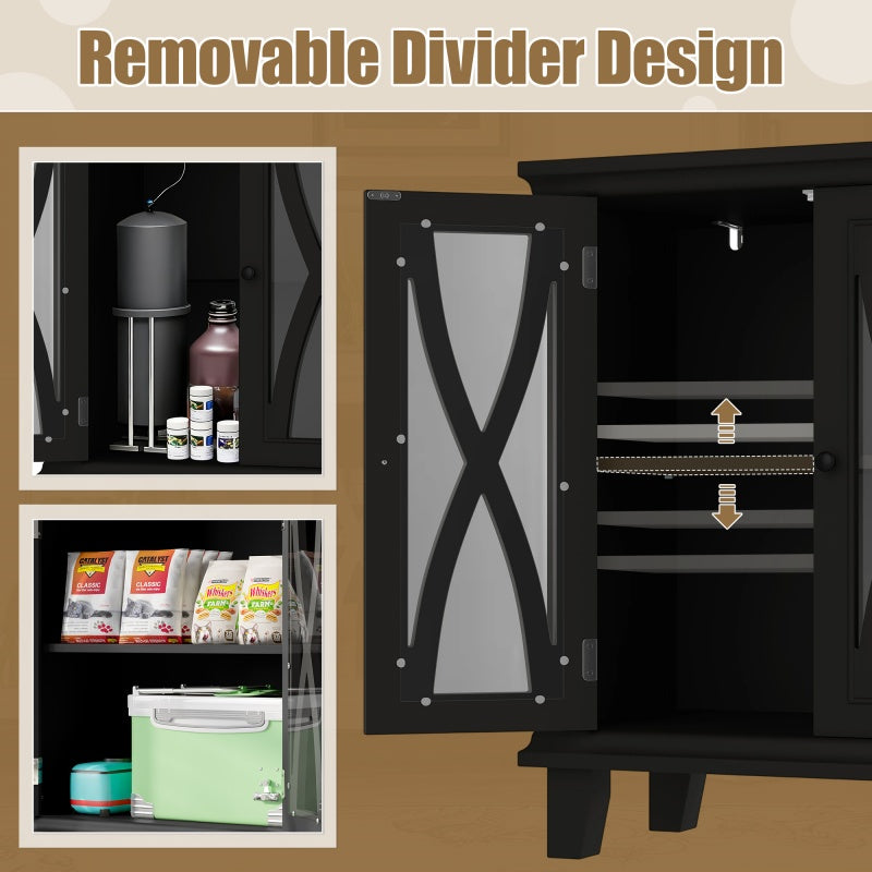 KFX-3215549 20-Gallon Aquarium Rack with Adjustable Shelves, 4 AC and 2 USB Outlets, Farmhouse Design with Storage Cabinet