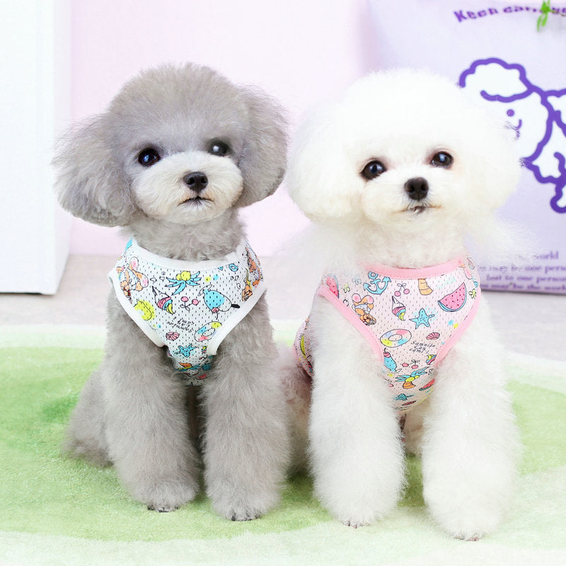 KFX-3216829 Casual Mesh Waistcoat for Pets in Pink and White - Various Sizes Available