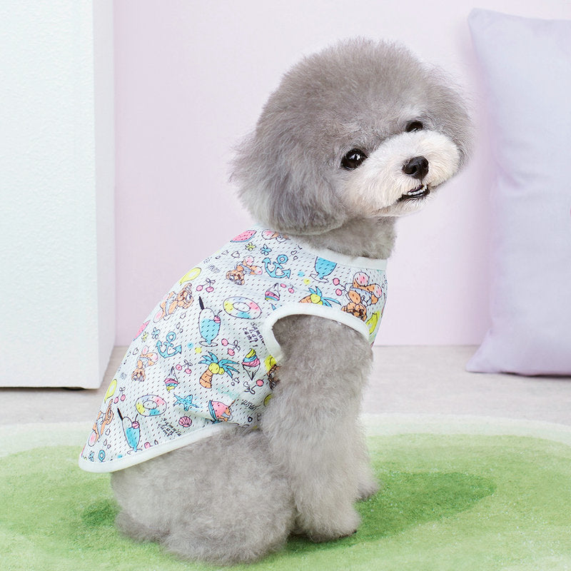 KFX-3216829 Casual Mesh Waistcoat for Pets in Pink and White - Various Sizes Available