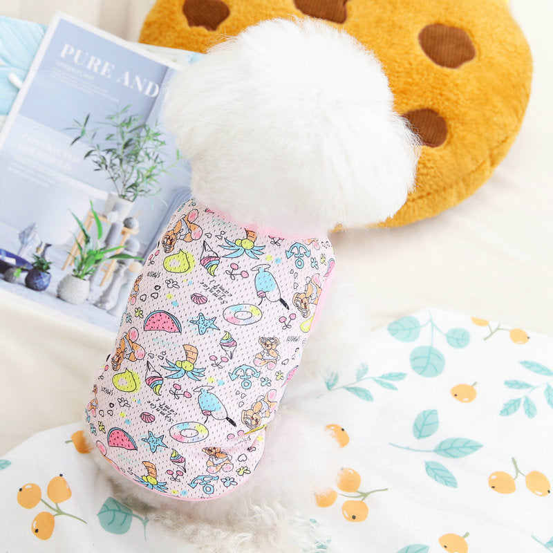 KFX-3216829 Casual Mesh Waistcoat for Pets in Pink and White - Various Sizes Available