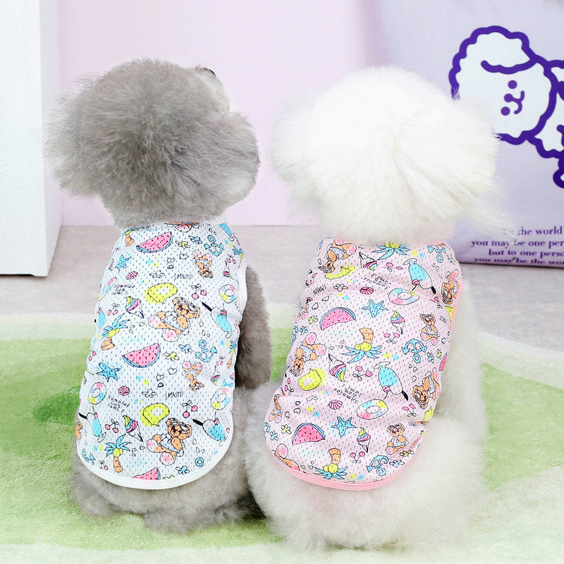 KFX-3216829 Casual Mesh Waistcoat for Pets in Pink and White - Various Sizes Available