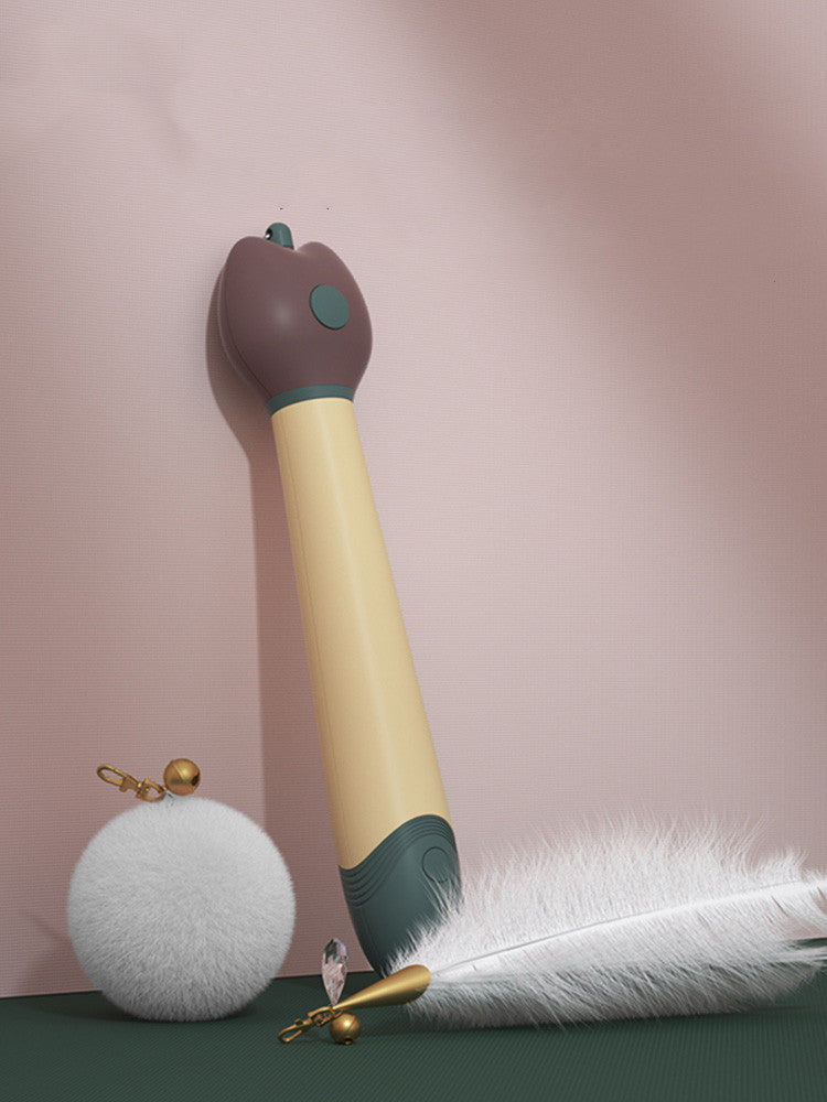 KFX-3217085 Feather Cat Toy with Plush Ball and Sturdy Stick for Playful Kittens