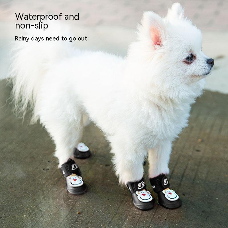 KFX-3218877 Cartoon Waterproof Non-Slip Silicone Pet Boots for Summer - Set of 4