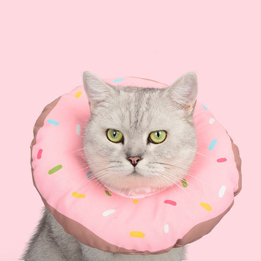 KFX-3219645 Cat Headgear Waterproof Soft Cloth Elizabethan Collar for Anti-Licking & Biting - Multiple Donut Designs