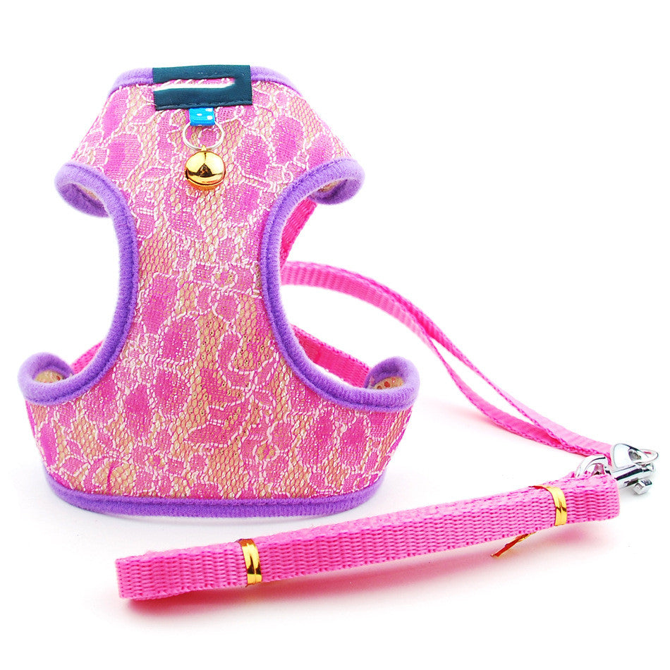 KFX-3221309 Fashionable Lace Mesh Pet Traction Rope in Blue, Purple, and Rose - Available in Multiple Sizes