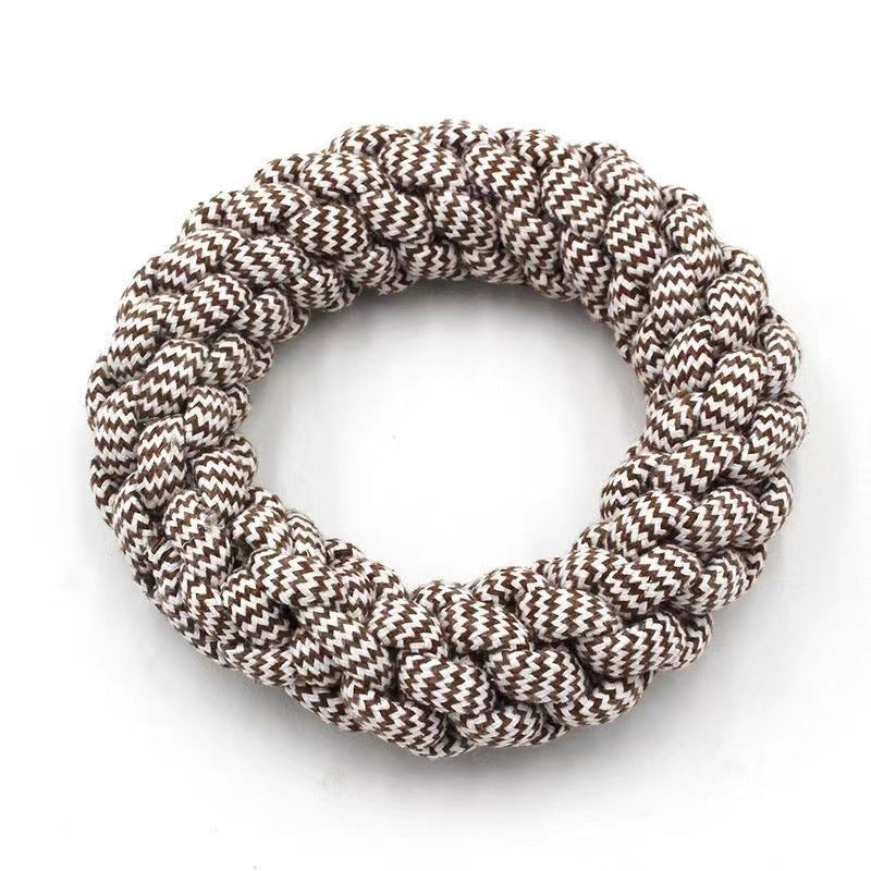 KFX-3222845 Cotton String Braided Ring Knot Toy for Pets - 18cm Random Color