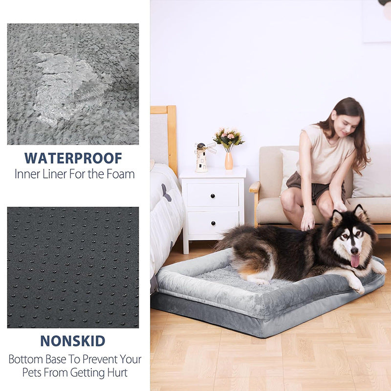 KFX-3223485 Large Dog Pet Bed with Thick Cushion - Light Gray, Dark Gray Options Available