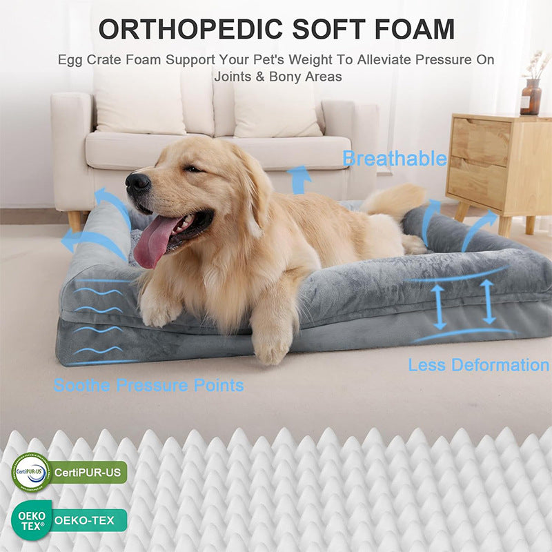 KFX-3223485 Large Dog Pet Bed with Thick Cushion - Light Gray, Dark Gray Options Available