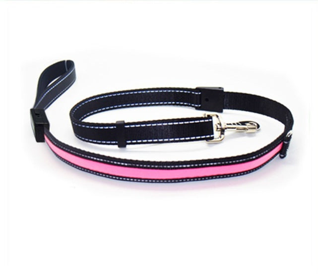 KFX-3223997 Solar and USB Rechargeable LED Dog Collar - Adjustable Nylon Pet Collar with Bright, Soft Light
