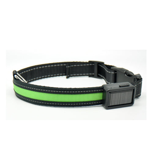 KFX-3223997 Solar and USB Rechargeable LED Dog Collar - Adjustable Nylon Pet Collar with Bright, Soft Light