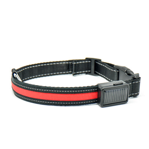 KFX-3223997 Solar and USB Rechargeable LED Dog Collar - Adjustable Nylon Pet Collar with Bright, Soft Light