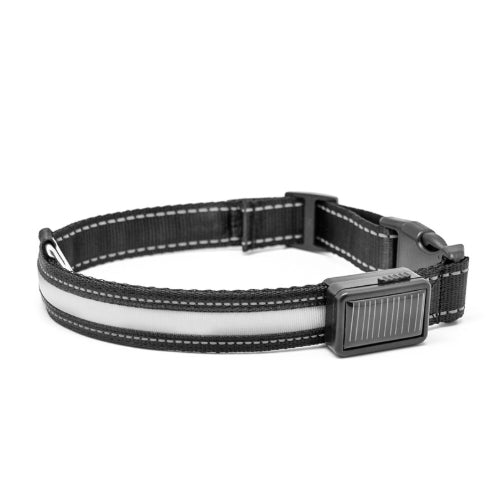 KFX-3223997 Solar and USB Rechargeable LED Dog Collar - Adjustable Nylon Pet Collar with Bright, Soft Light