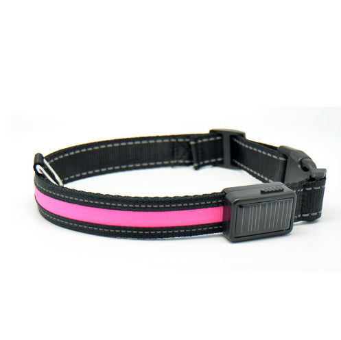 KFX-3223997 Solar and USB Rechargeable LED Dog Collar - Adjustable Nylon Pet Collar with Bright, Soft Light
