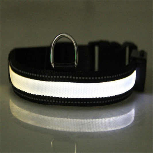 KFX-3223997 Solar and USB Rechargeable LED Dog Collar - Adjustable Nylon Pet Collar with Bright, Soft Light