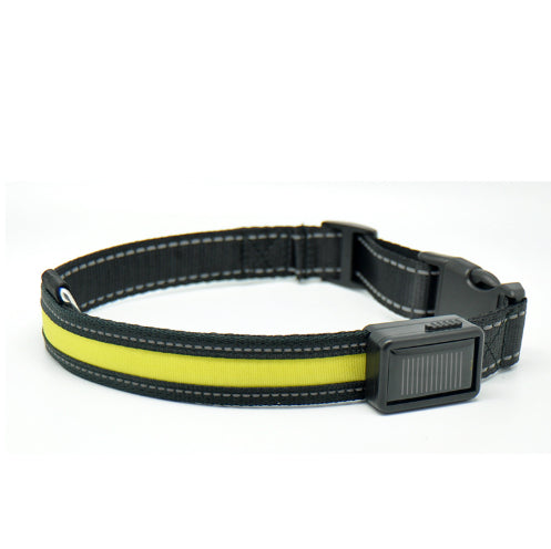 KFX-3223997 Solar and USB Rechargeable LED Dog Collar - Adjustable Nylon Pet Collar with Bright, Soft Light