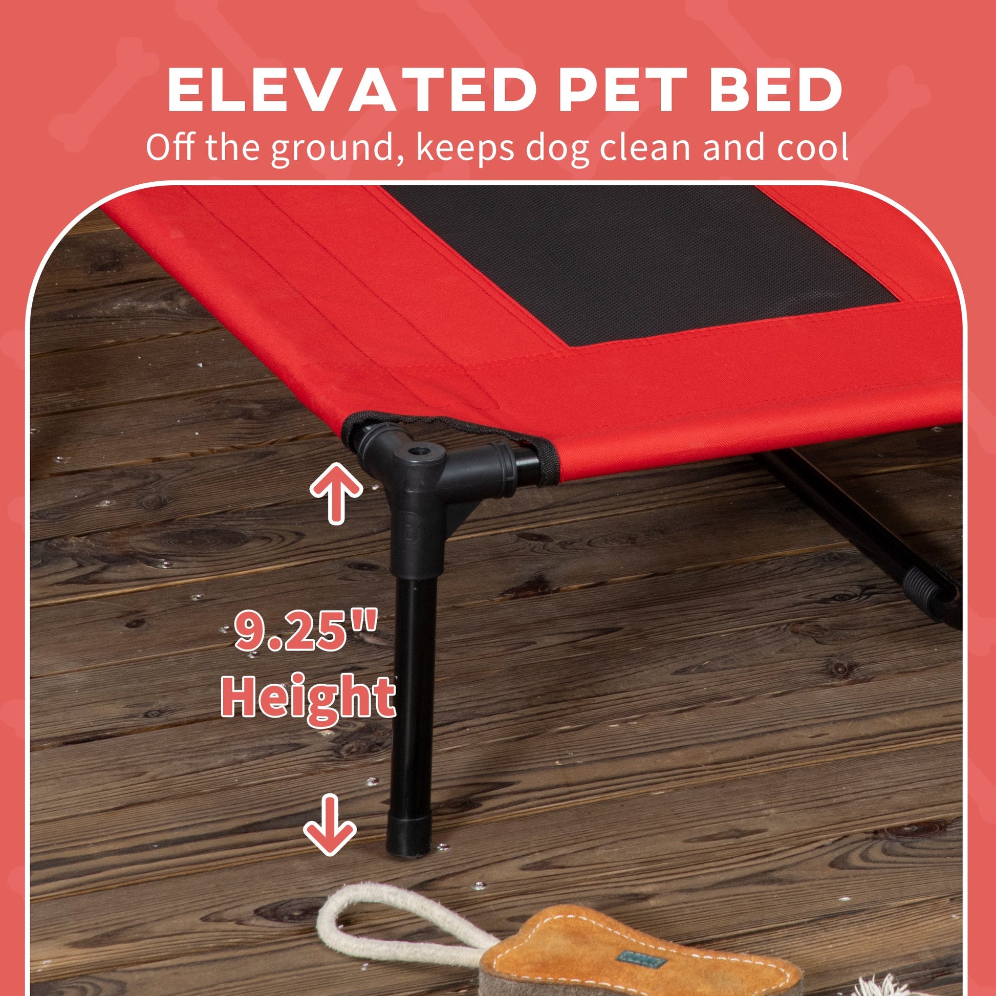 KFX-3226429 Elevated Portable Dog Cot with UV Shade Canopy, Red, 48" x 36"