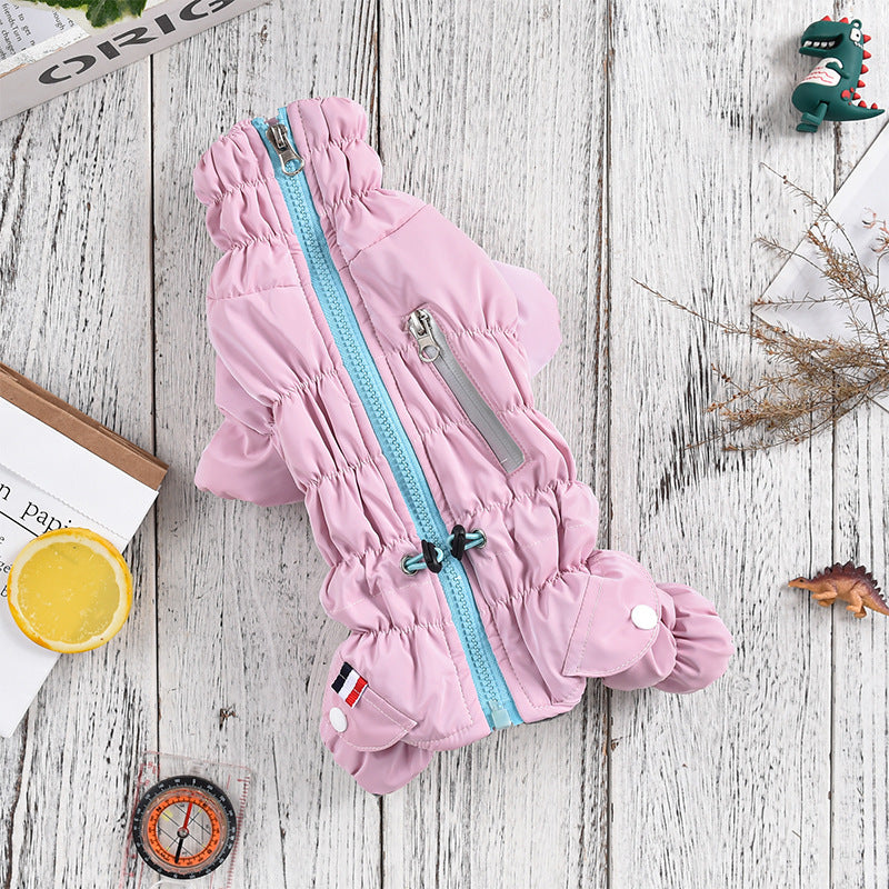 KFX-3227453 Dog Fashion Outdoor Tight Belly Wrap Jacket for Pets - Pink and Green, Sizes S to 4L