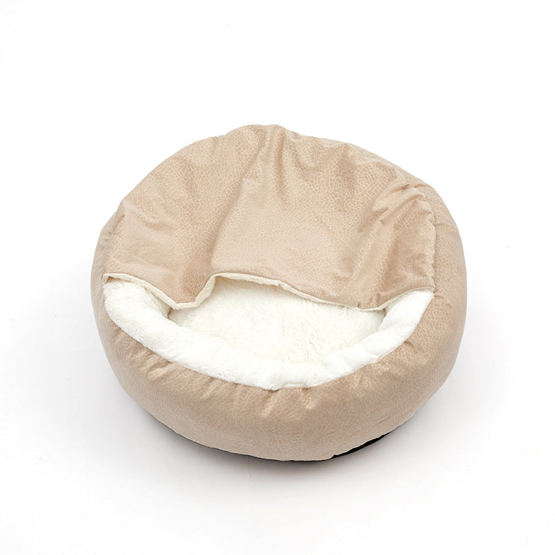 KFX-3227837 Cozy Semi-Enclosed Dog Mat with Thick Warm Cover - Grey, 48x48x20cm & 56x56x20cm