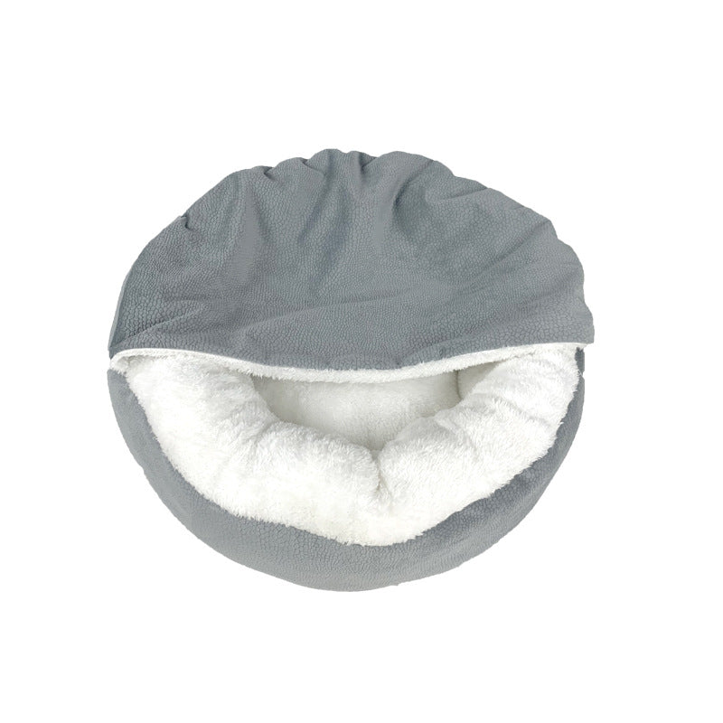 KFX-3227837 Cozy Semi-Enclosed Dog Mat with Thick Warm Cover - Grey, 48x48x20cm & 56x56x20cm